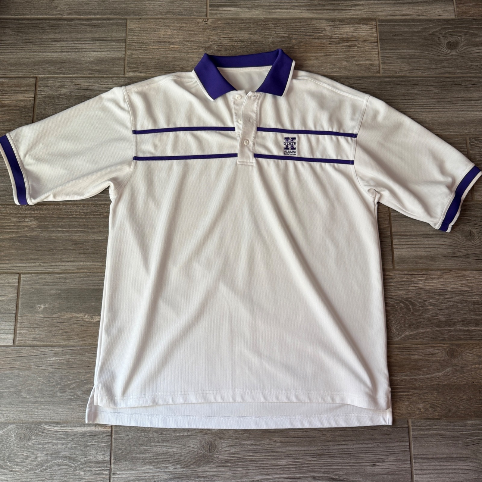 Mens White Purple State Alumni Association Golf Polo Shirt Mens Xl